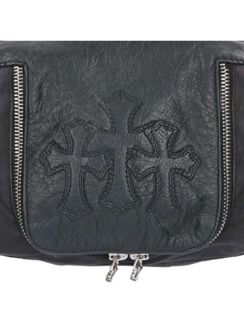 Chrome Hearts Duffle Metal Cross Patch Leather Handbag